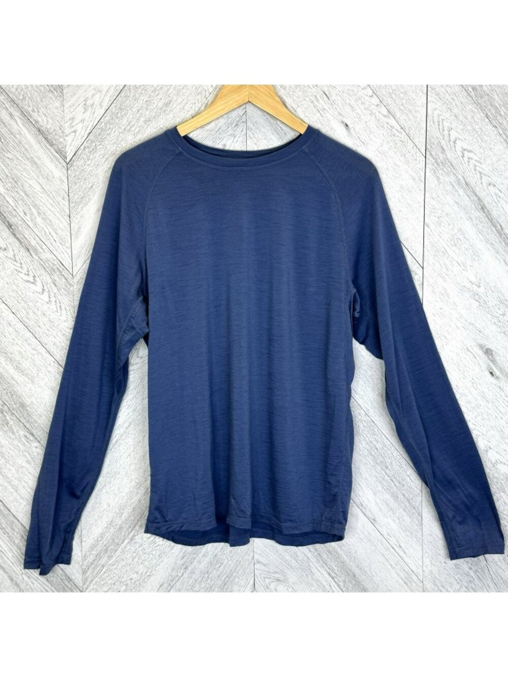True North 100% Merino Wool Long Sleeve Base Layer Shirt Mens Medium Blue